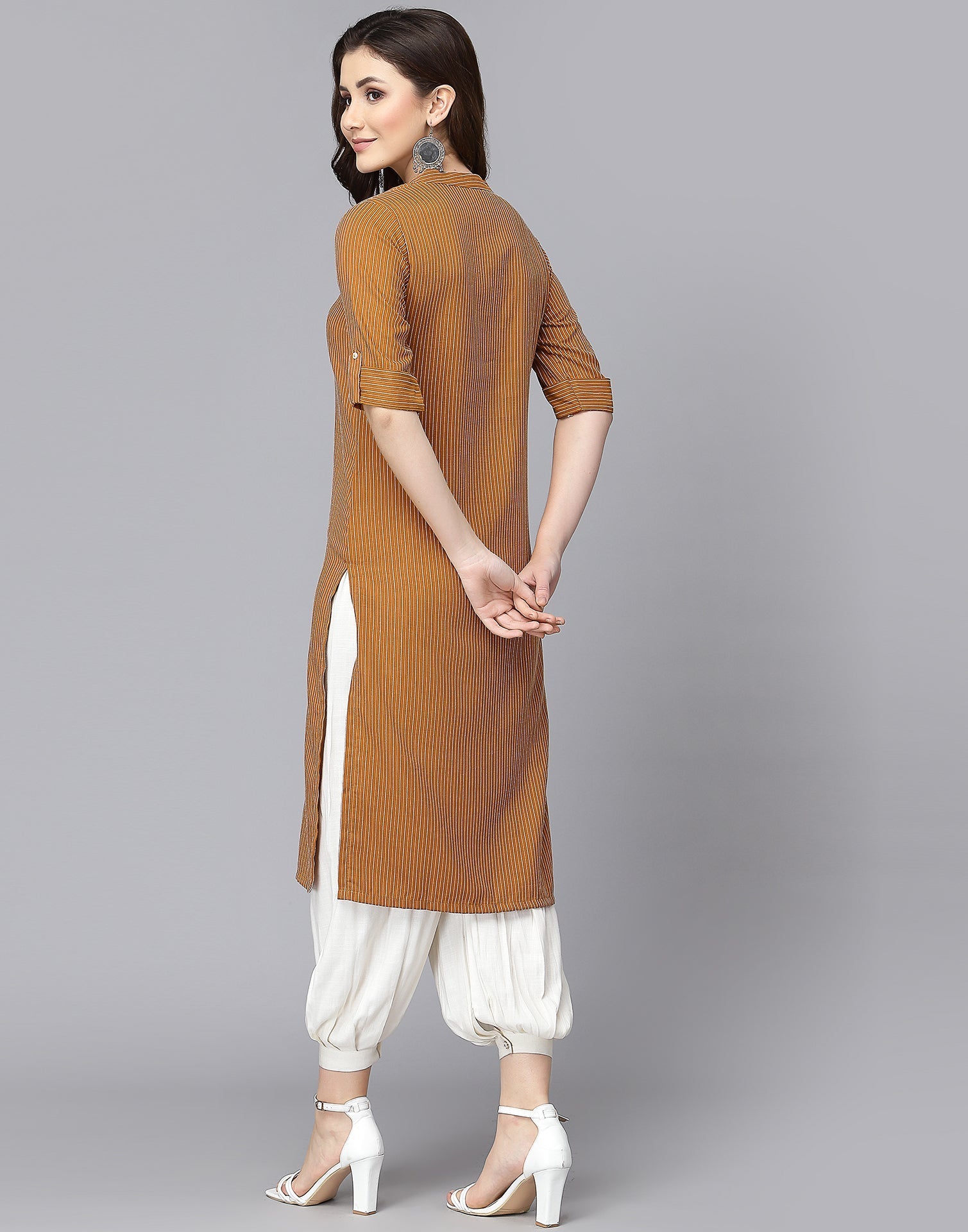 Mustard Woven Straight Kurti | Sudathi
