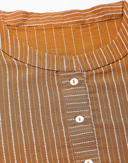 Mustard Woven Straight Kurti | Sudathi