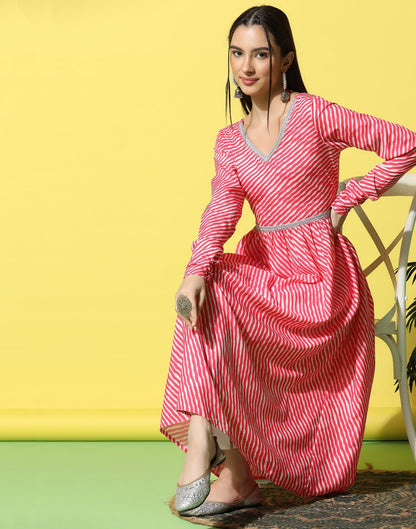 Pink Printed A-Line Kurti | Leemboodi