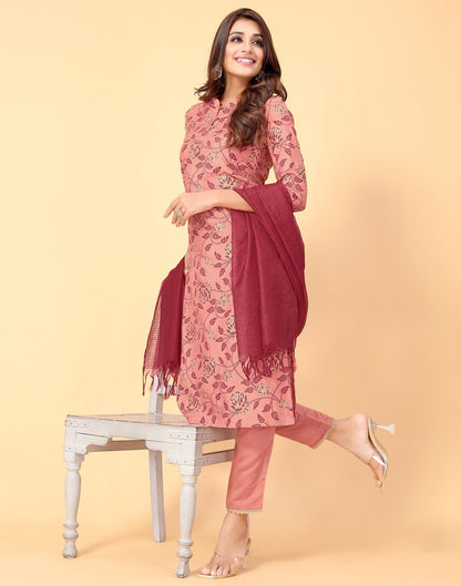 Coral Kurti With Pant And Dupatta | Leemboodi