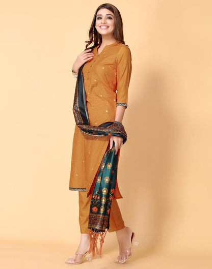 Dark Mustared Kurti With Pant And Dupatta | Leemboodi