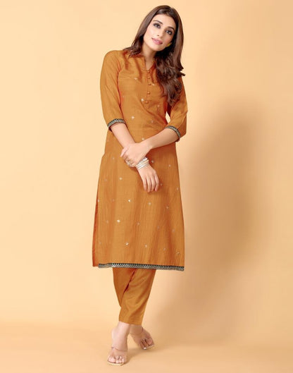 Dark Mustared Kurti With Pant And Dupatta | Leemboodi