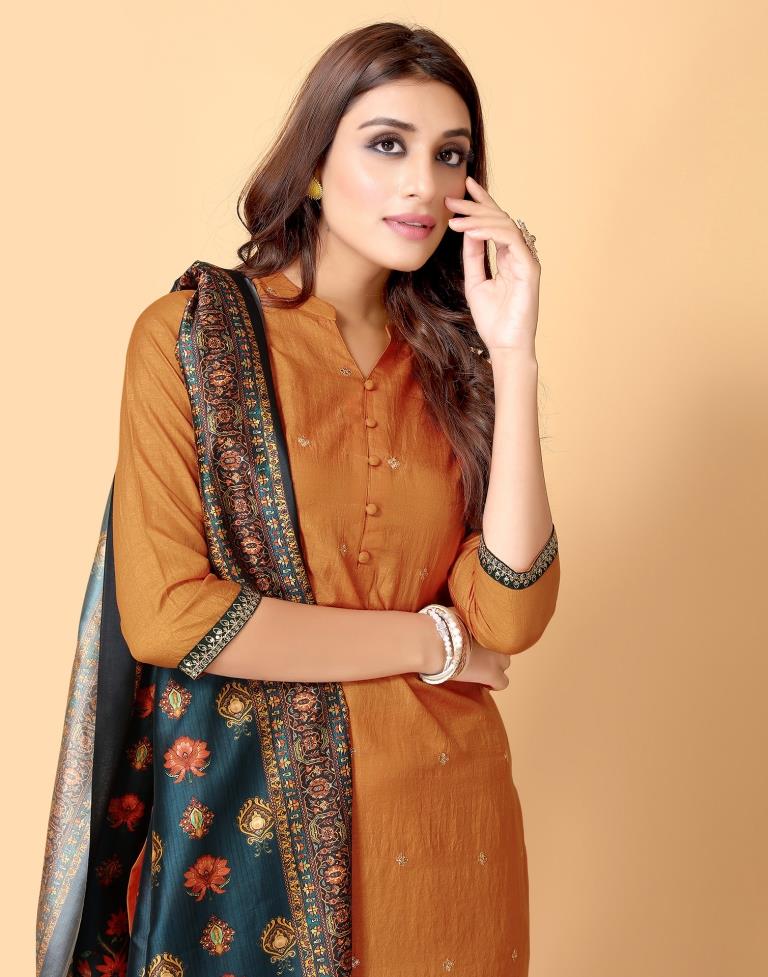 Dark Mustared Kurti With Pant And Dupatta | Leemboodi