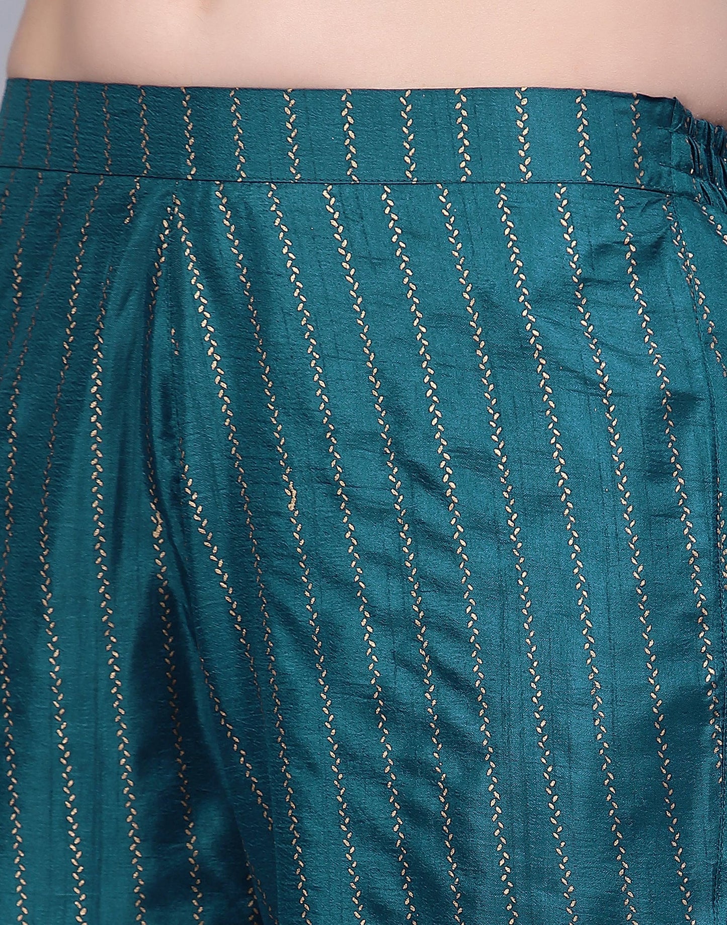 Teal Angarkha style Kurta With Pant Set | Leemboodi