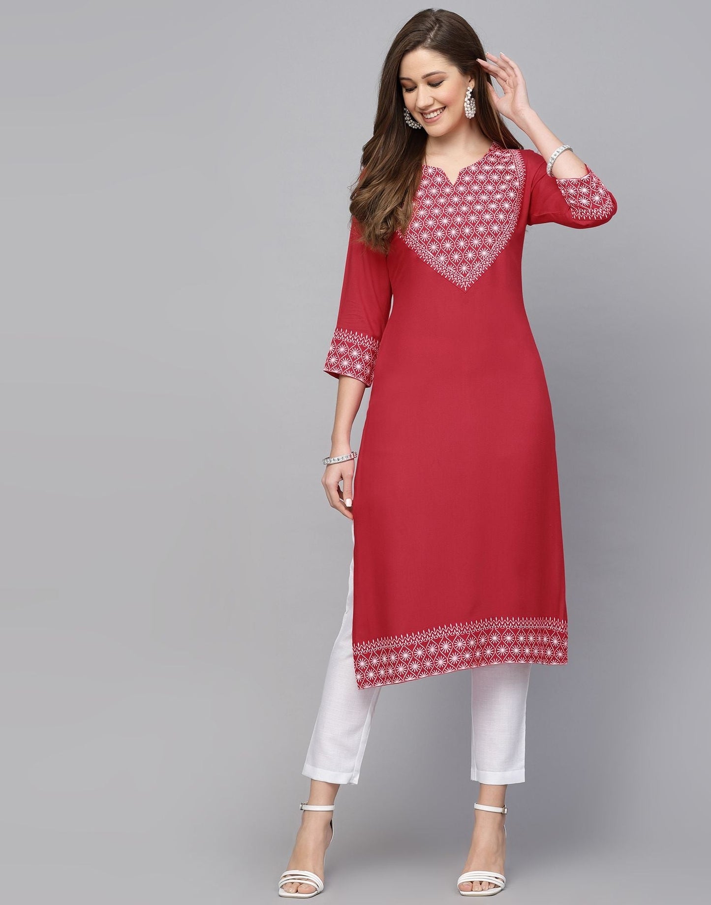 Pink Printed Kurti With Pant Set | Leemboodi