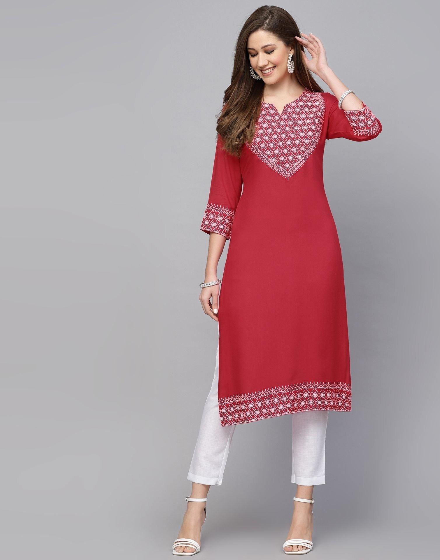 Pink Printed Kurti With Pant Set | Leemboodi