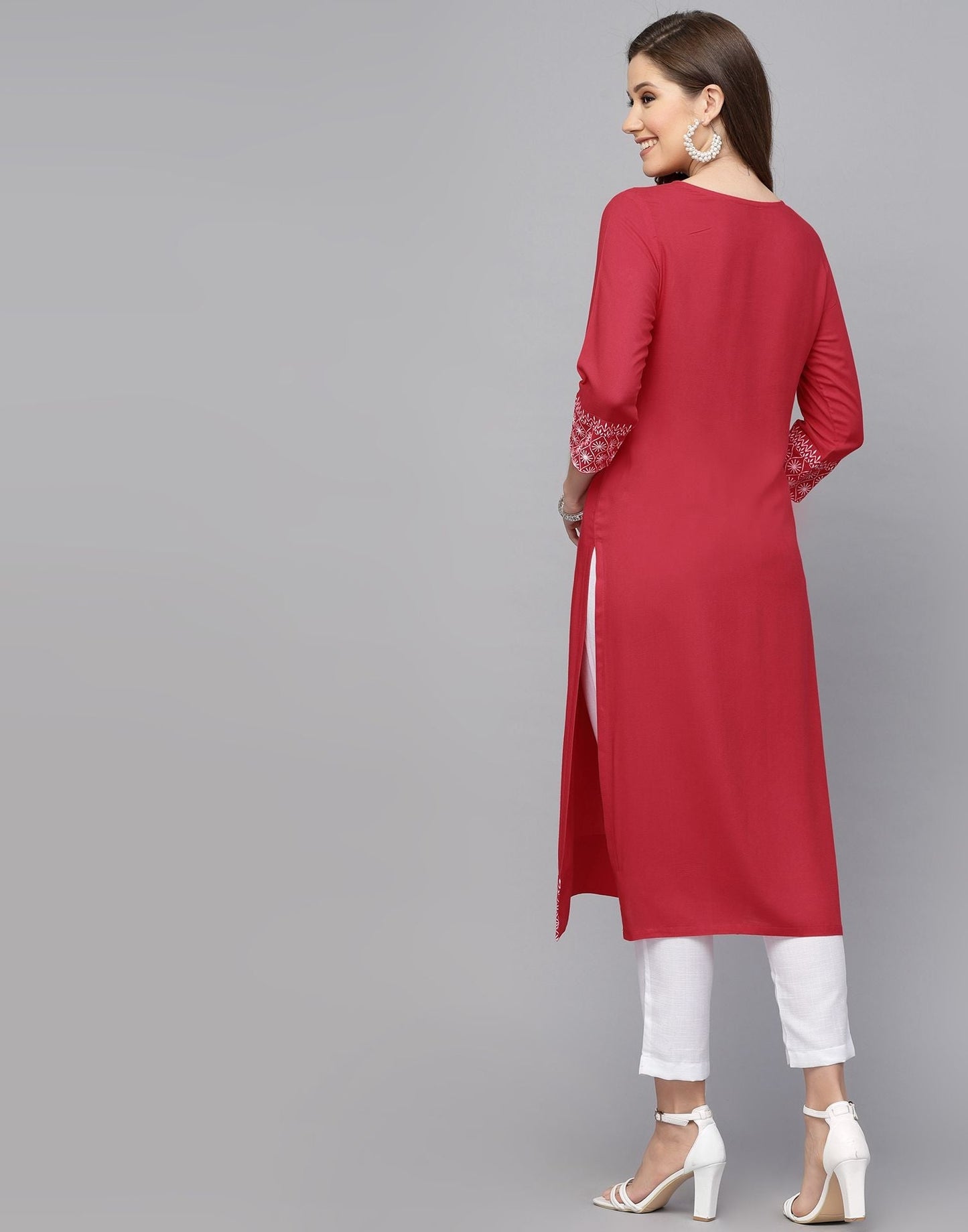 Pink Printed Kurti With Pant Set | Leemboodi