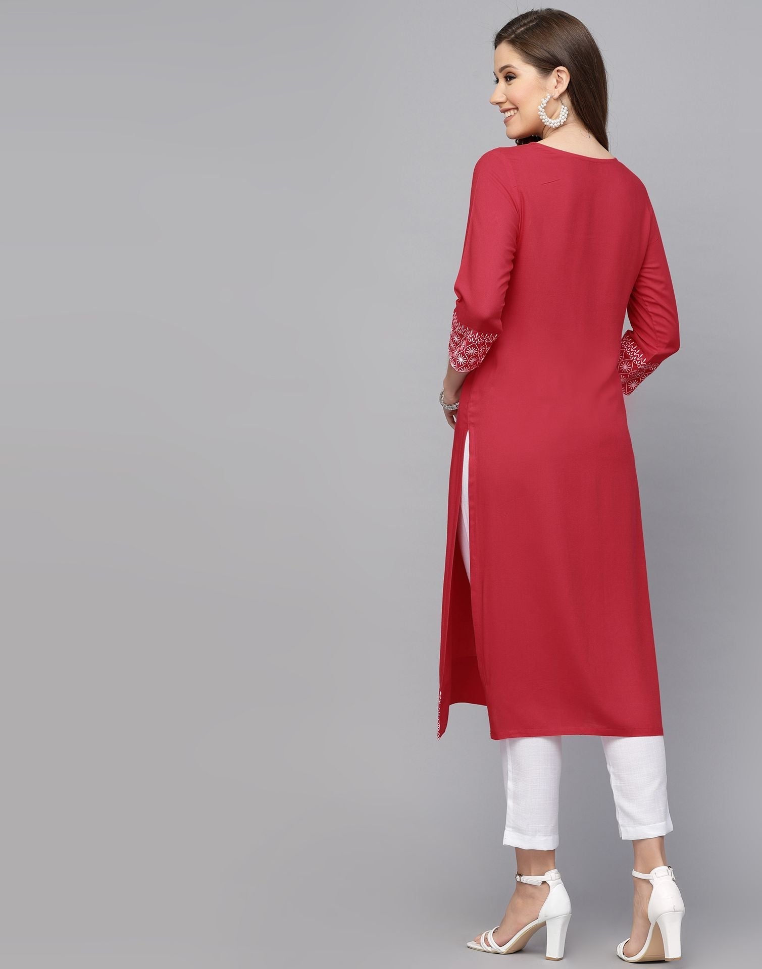 Pink Printed Kurti With Pant Set | Leemboodi