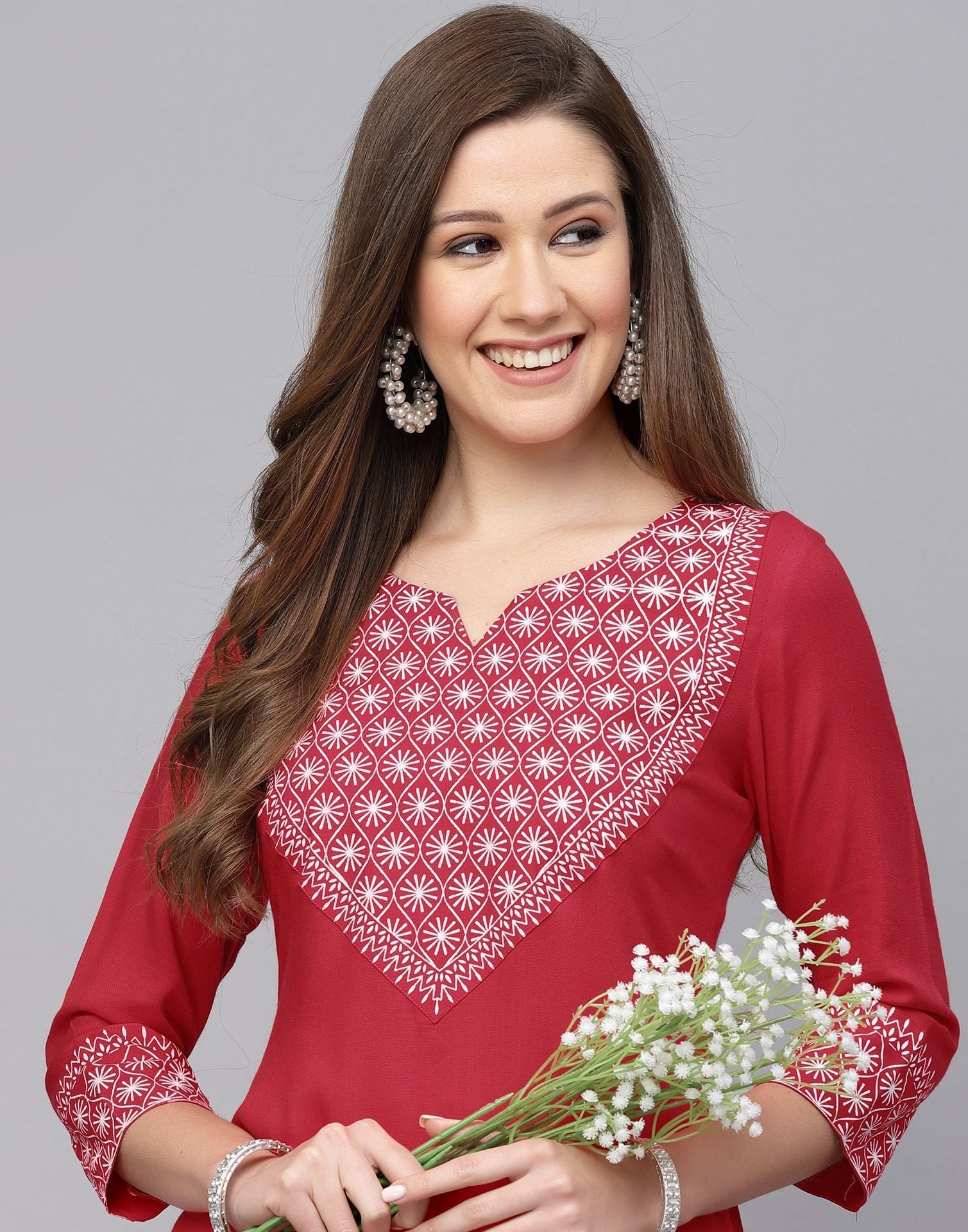Pink Printed Kurti With Pant Set | Leemboodi