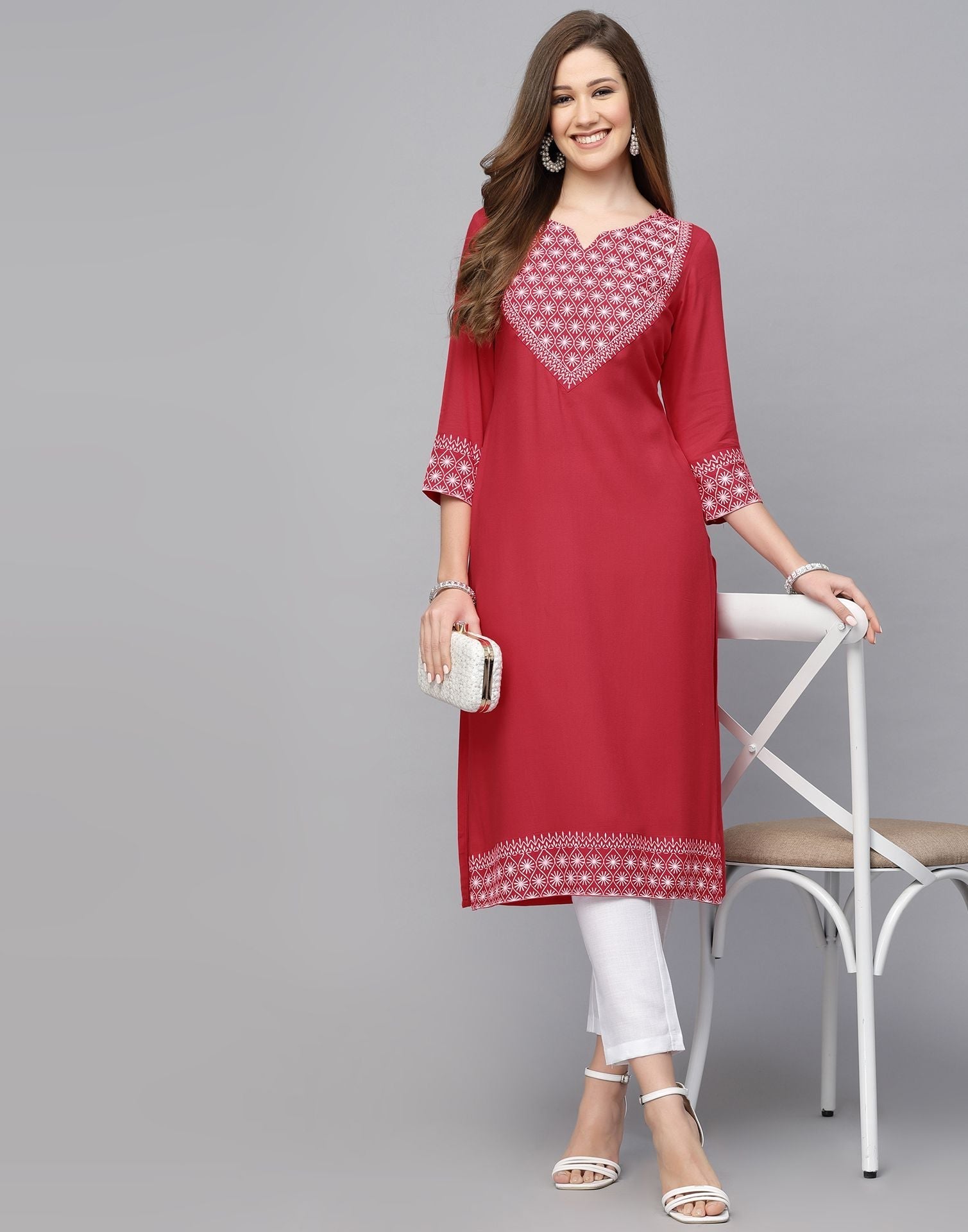 Pink Printed Kurti With Pant Set | Leemboodi