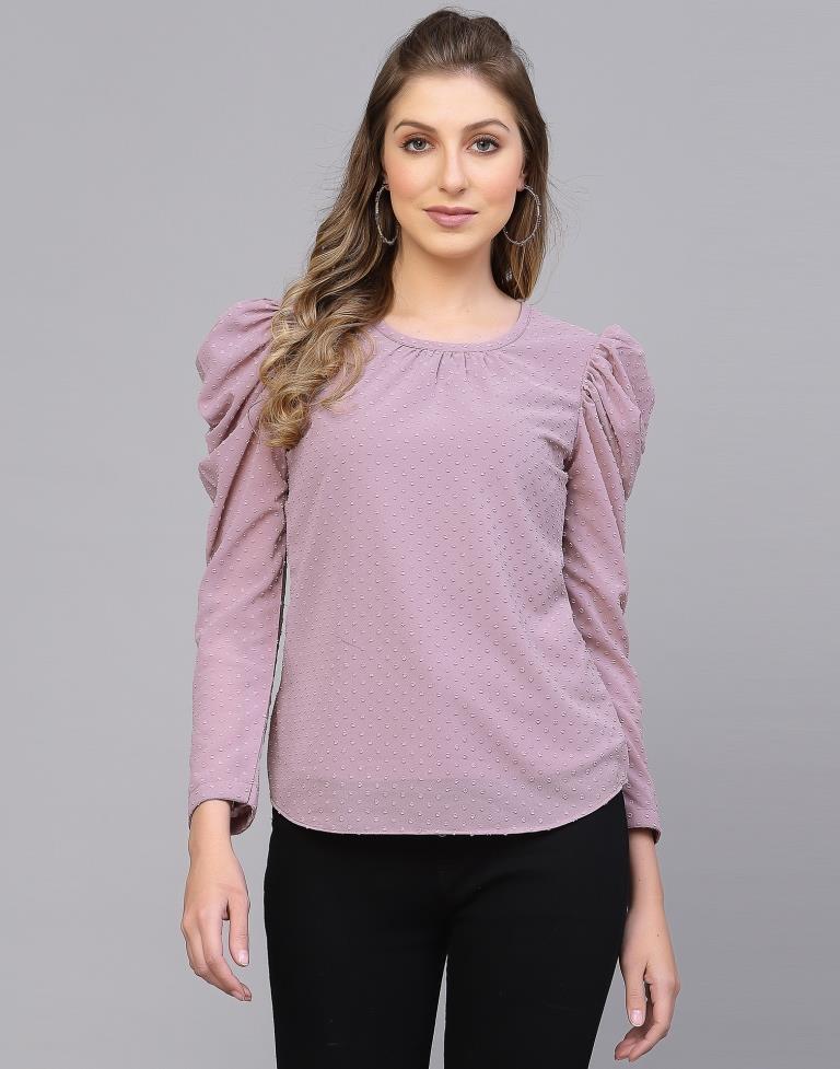 Lavender Mutton Sleeve Top | Sudathi