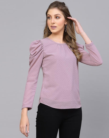 Lavender Mutton Sleeve Top | Sudathi