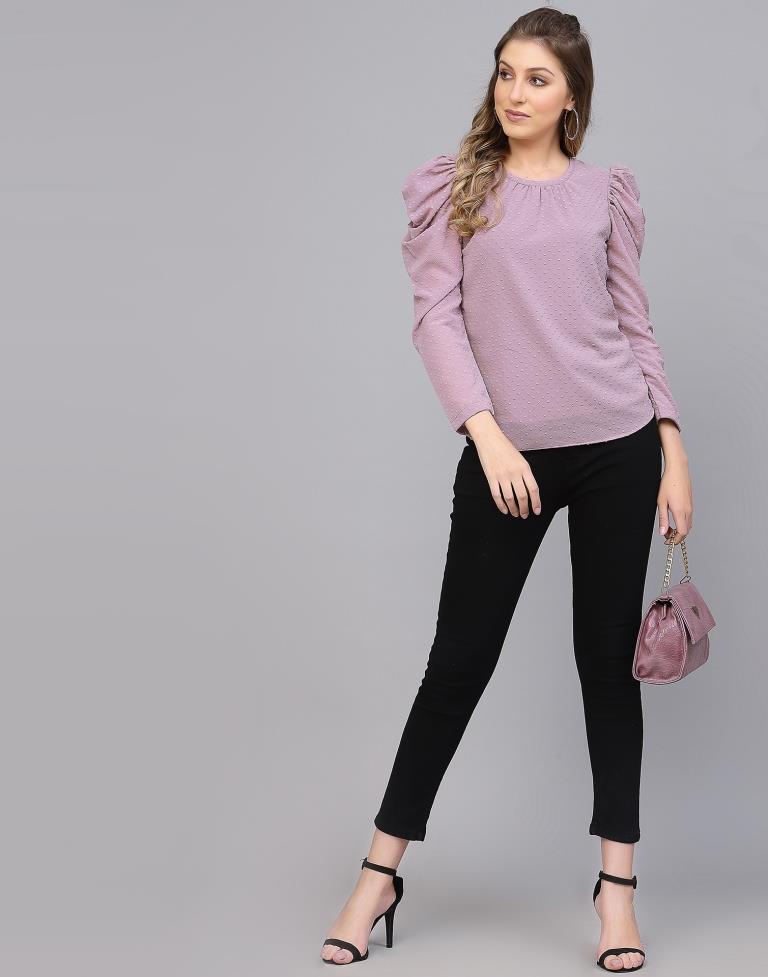 Lavender Mutton Sleeve Top | Sudathi