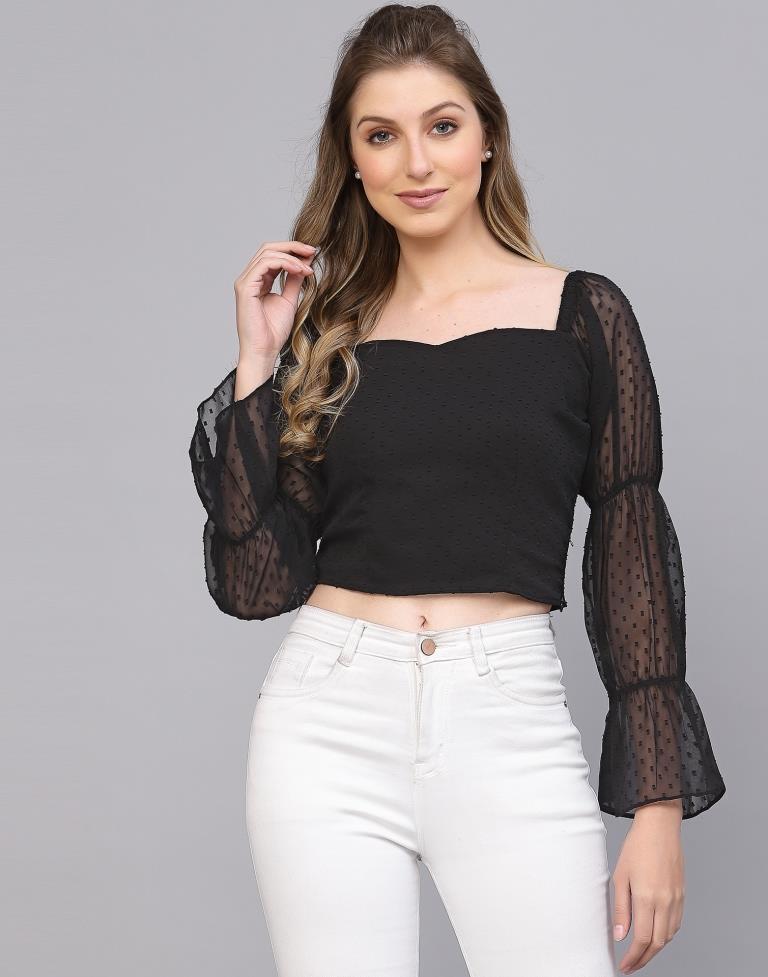Black Rotto Butti Crop Top | Leemboodi