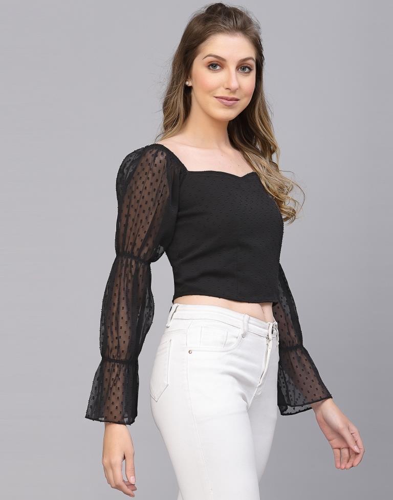 Black Rotto Butti Crop Top | Leemboodi