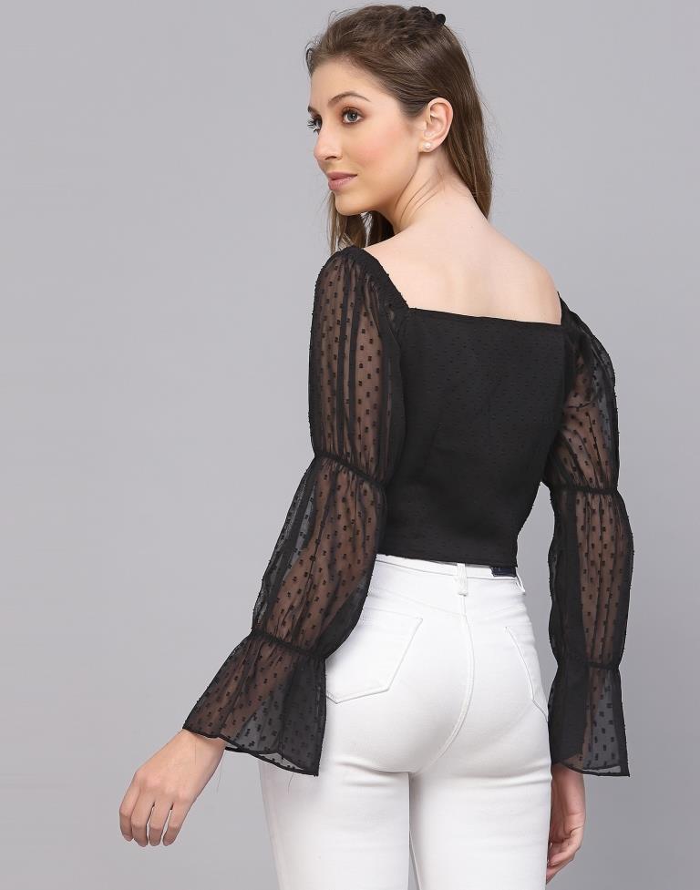 Black Rotto Butti Crop Top | Leemboodi