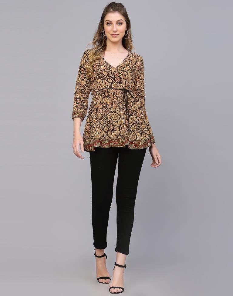 Brown Casual Printed Top | Leemboodi