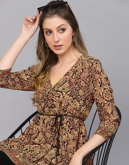Brown Casual Printed Top | Leemboodi
