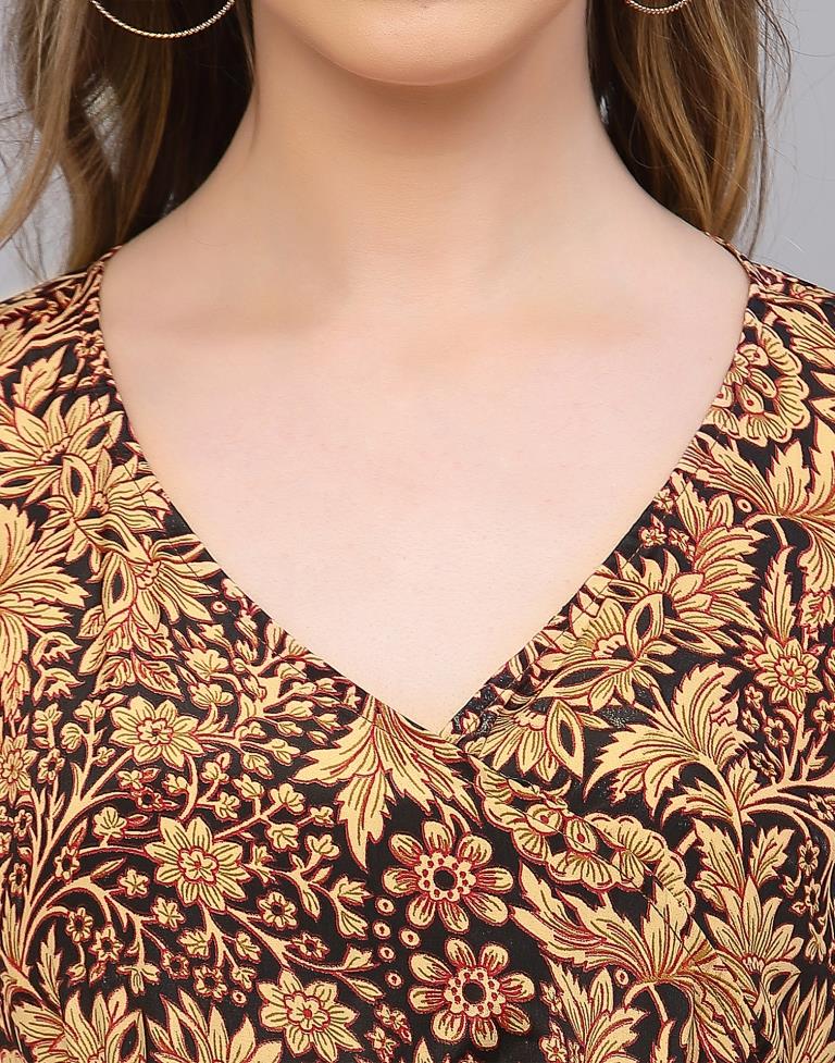 Brown Casual Printed Top | Leemboodi