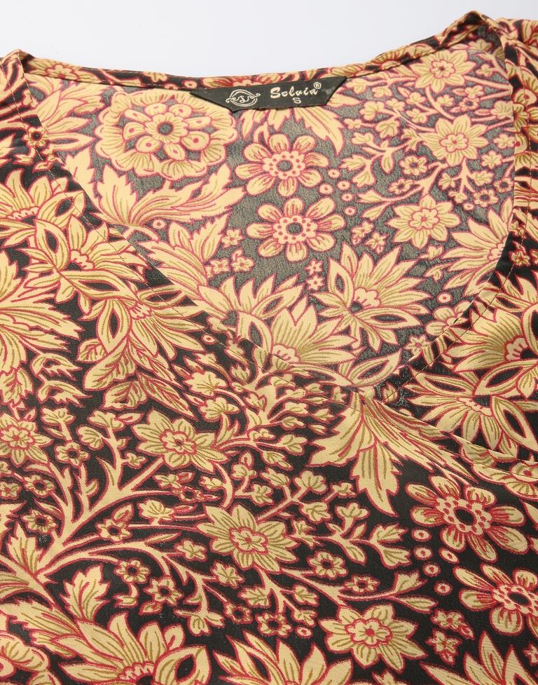 Brown Casual Printed Top | Leemboodi