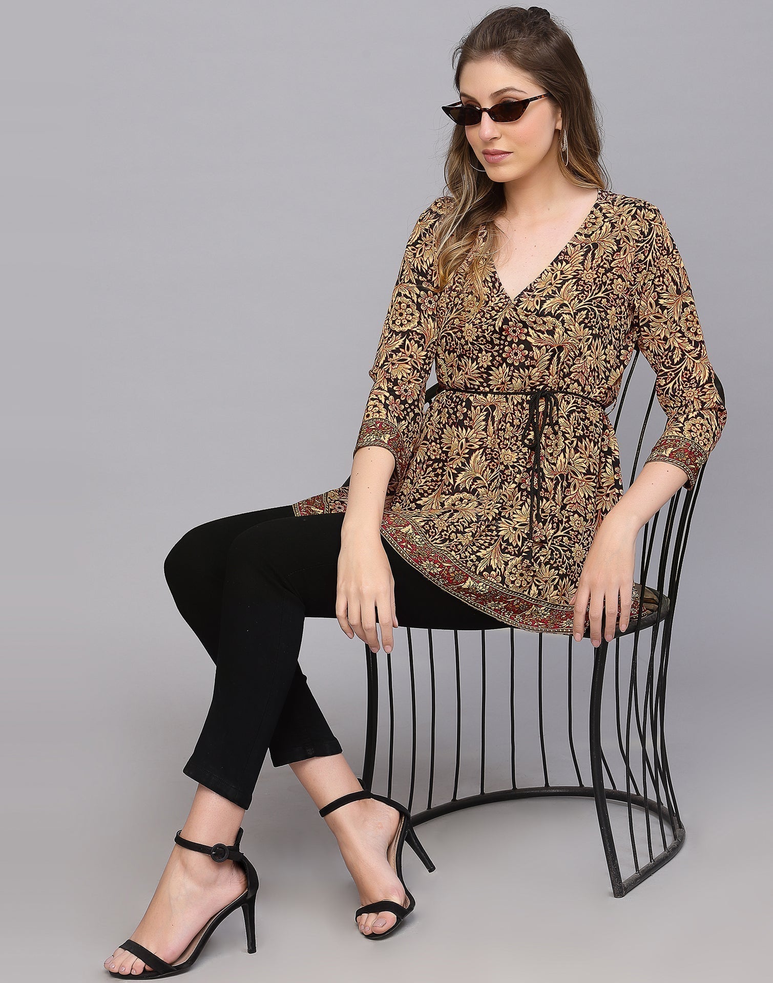 Brown Casual Printed Top | Leemboodi