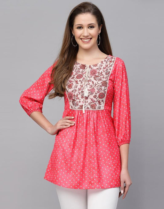 Pink Printed Tunic Top