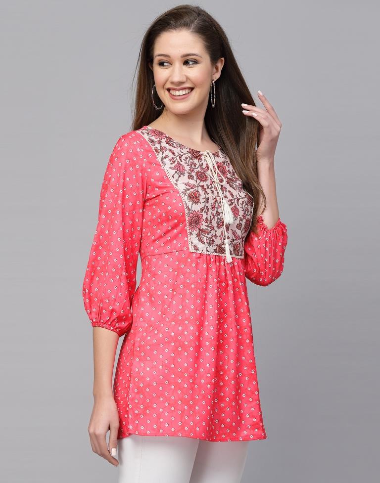 Pink Printed Tunic Top