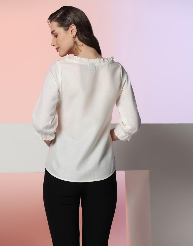 Off White Cotton Embroidery Top