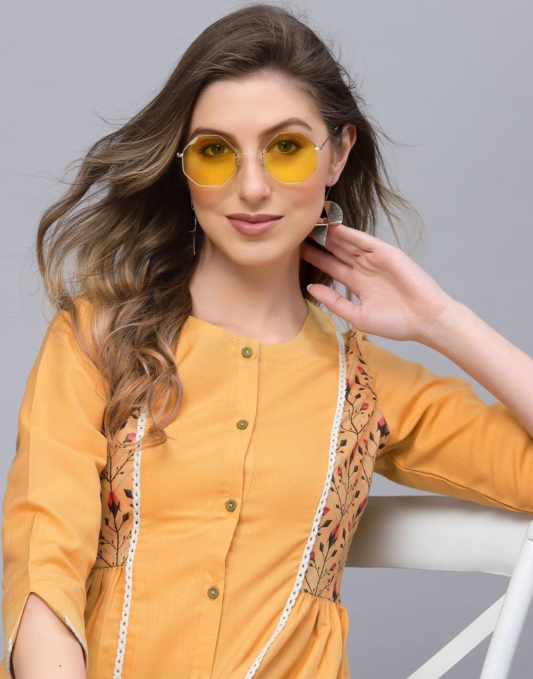 Yellow Straight Cut Short Kurti | Sudathi