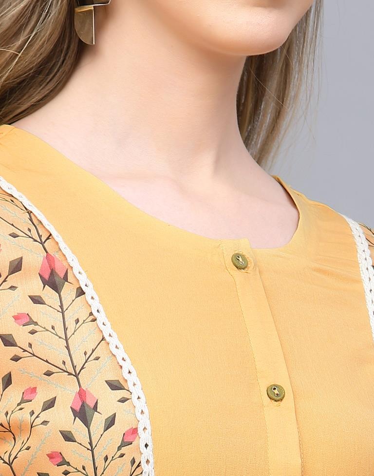 Yellow Straight Cut Short Kurti | Sudathi