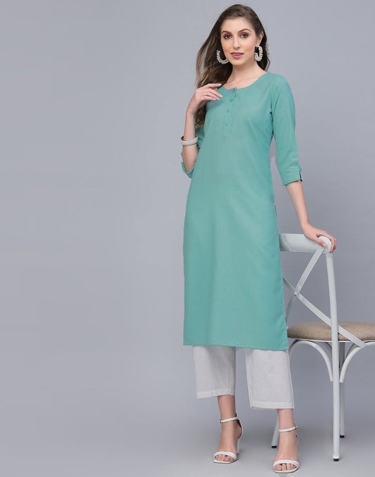 Light Green Cotton Kurti | Sudathi