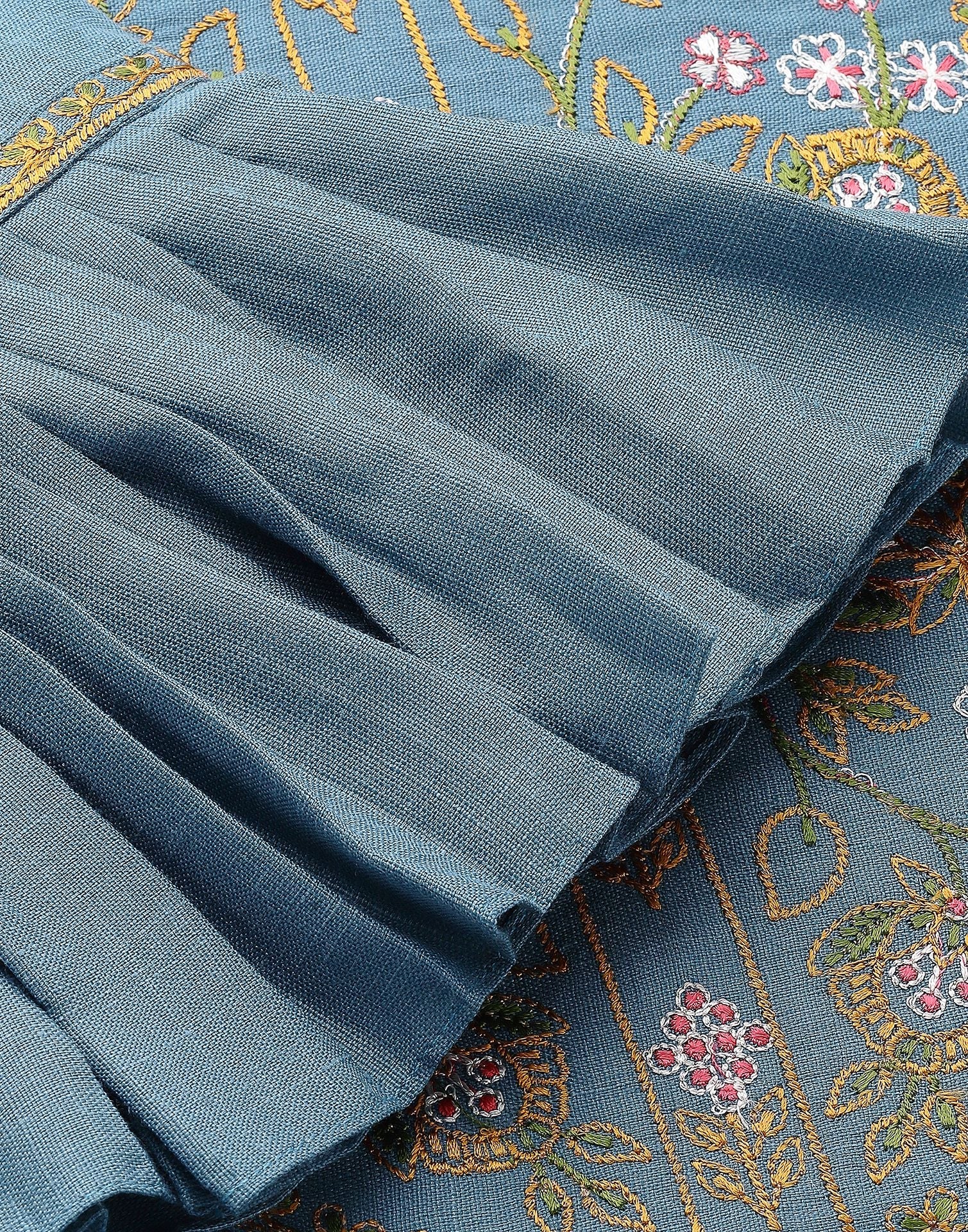 Blue Embroidered Kurti | Leemboodi