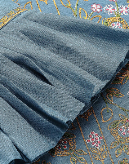 Blue Embroidered Kurti | Leemboodi