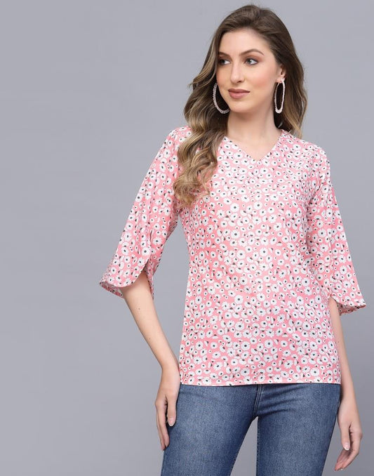 Light Pink Petal Sleeve Top | Leemboodi