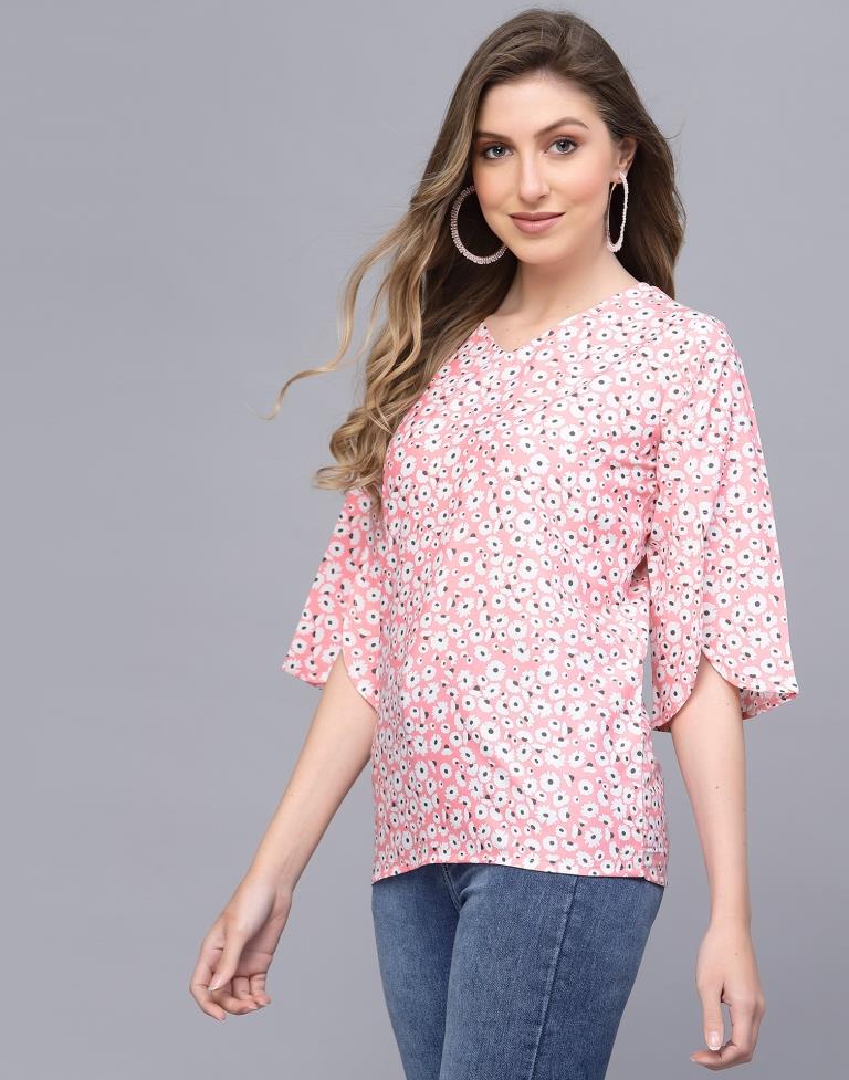 Light Pink Petal Sleeve Top | Leemboodi