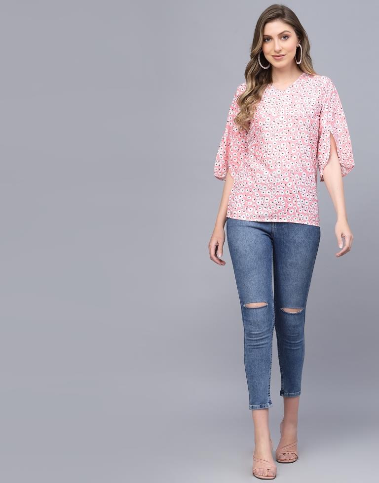 Light Pink Petal Sleeve Top | Leemboodi