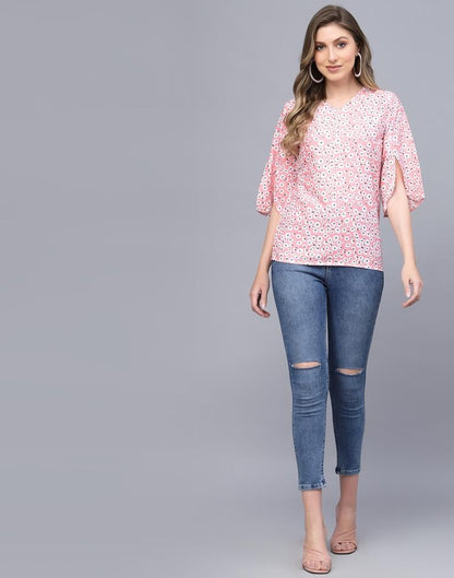 Light Pink Petal Sleeve Top | Leemboodi