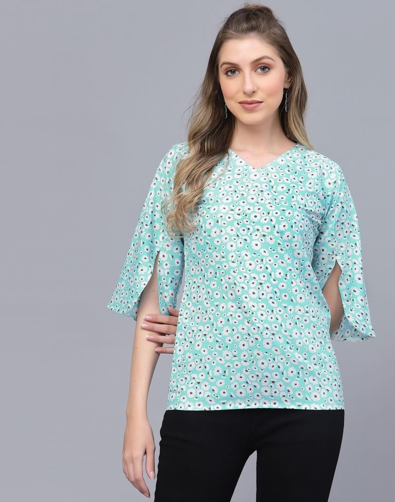 Light Turquoise Casual Top | Sudathi