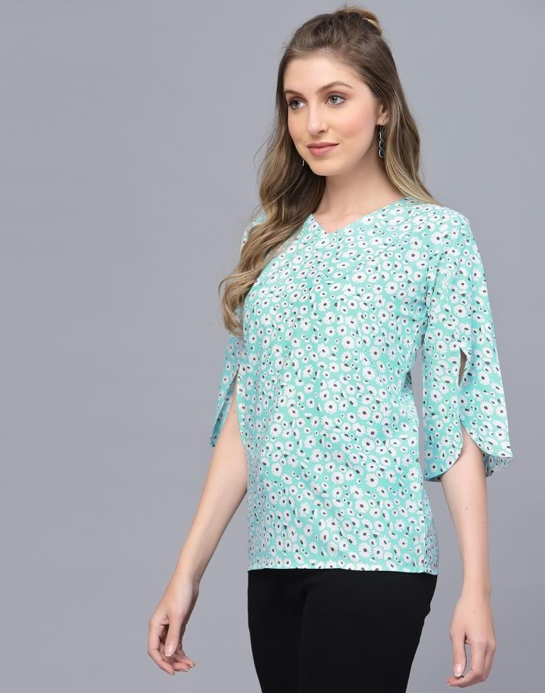 Light Turquoise Casual Top | Sudathi