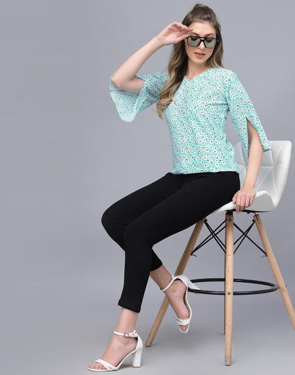 Light Turquoise Casual Top | Sudathi