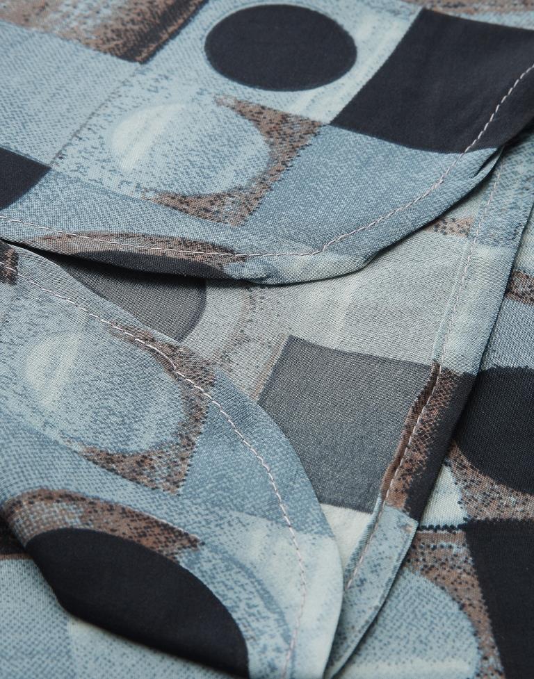 Grey Geometric Print Top | Leemboodi