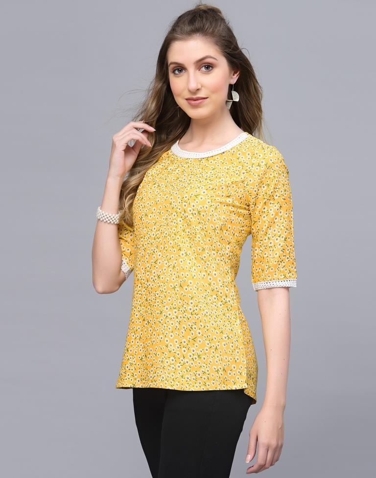 Yellow Floral Printed Top | Sudathi