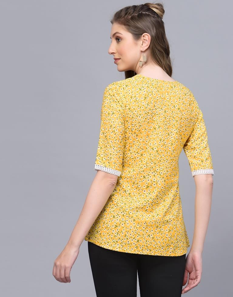 Yellow Floral Printed Top | Sudathi