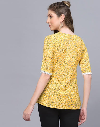 Yellow Floral Printed Top | Sudathi