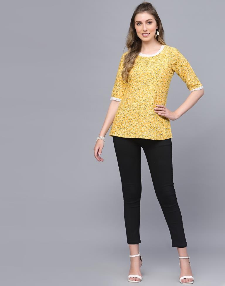 Yellow Floral Printed Top | Sudathi