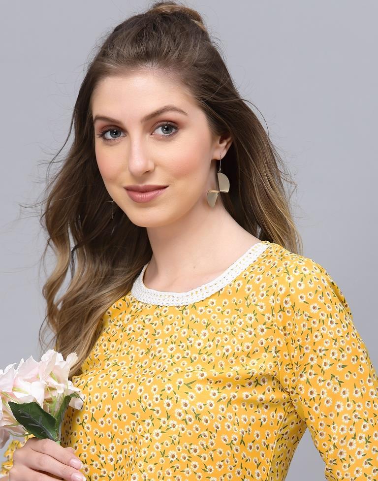 Yellow Floral Printed Top | Sudathi