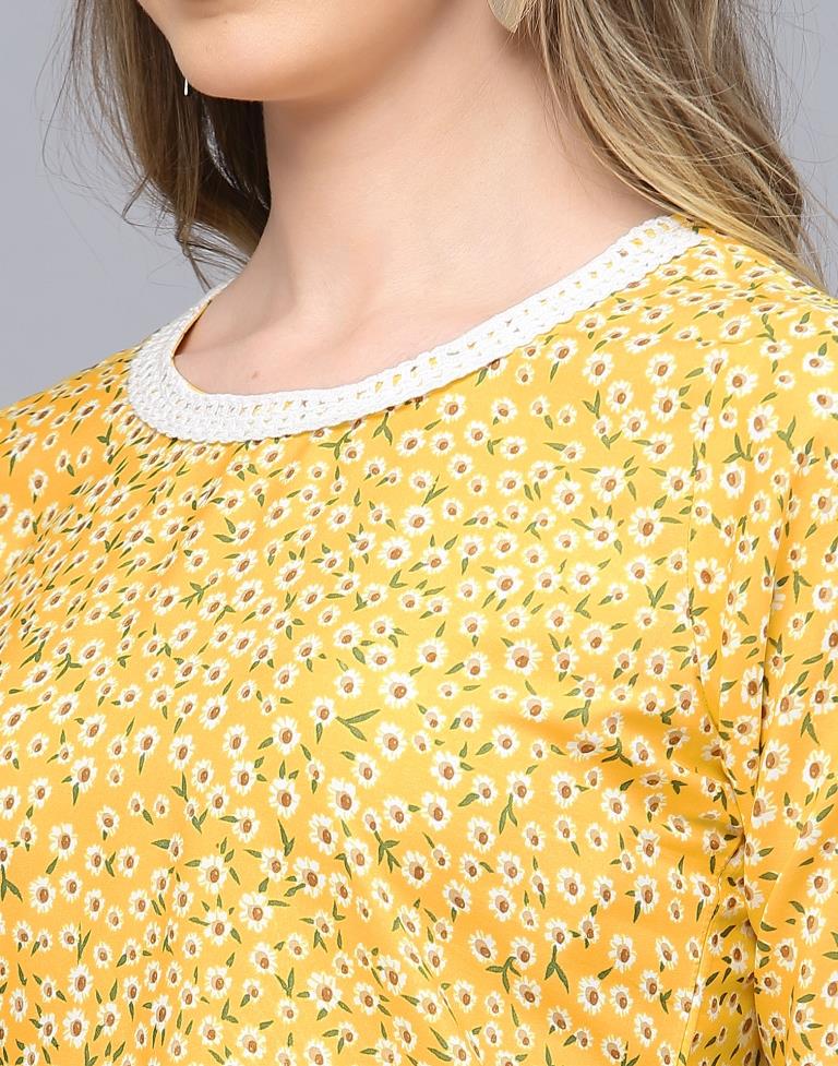Yellow Floral Printed Top | Sudathi