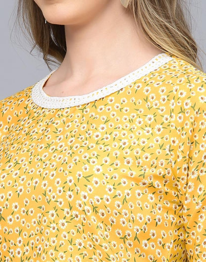 Yellow Floral Printed Top | Sudathi