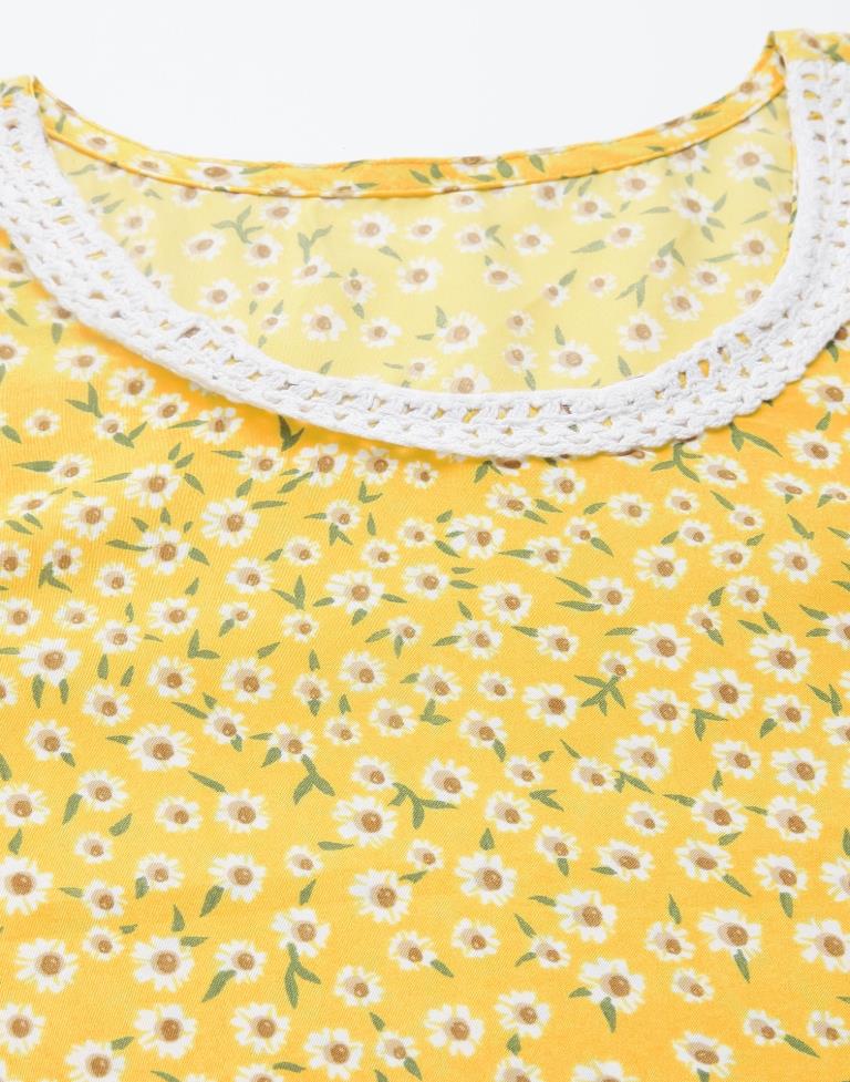 Yellow Floral Printed Top | Sudathi