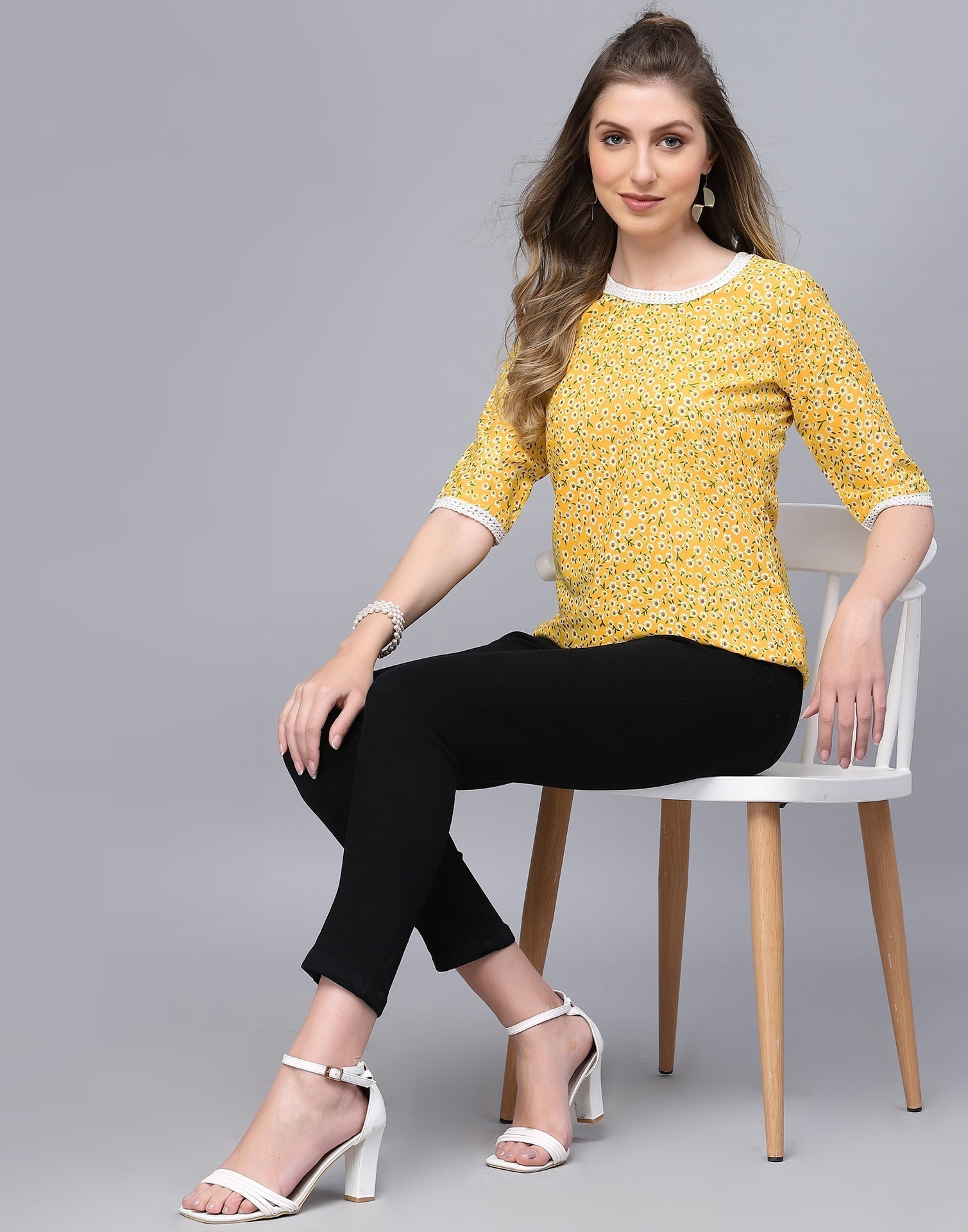 Yellow Floral Printed Top | Sudathi